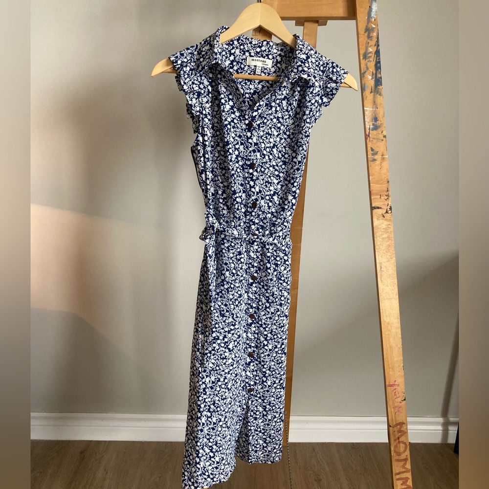 Floral Blue Sleeveless Dress XS